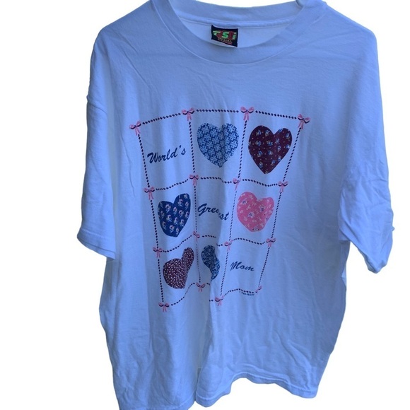 Vintage Tee Shirt World’s Greatest Mom Hearts Ribbons Size XL - Picture 1 of 5